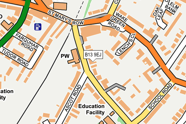 B13 9EJ map - OS OpenMap – Local (Ordnance Survey)