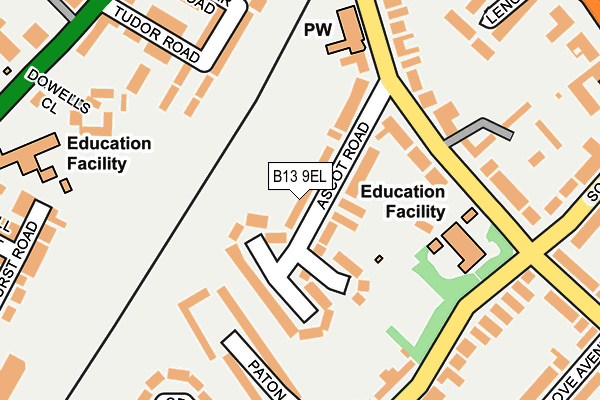 B13 9EL map - OS OpenMap – Local (Ordnance Survey)