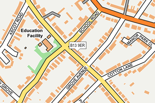 B13 9ER map - OS OpenMap – Local (Ordnance Survey)