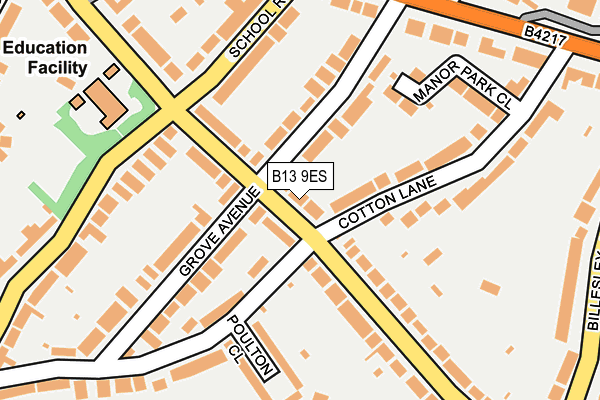 B13 9ES map - OS OpenMap – Local (Ordnance Survey)