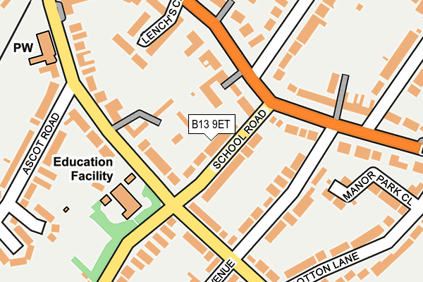 B13 9ET map - OS OpenMap – Local (Ordnance Survey)
