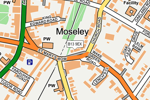 B13 9EX map - OS OpenMap – Local (Ordnance Survey)