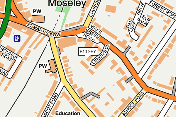 B13 9EY map - OS OpenMap – Local (Ordnance Survey)