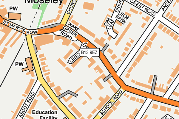 B13 9EZ map - OS OpenMap – Local (Ordnance Survey)
