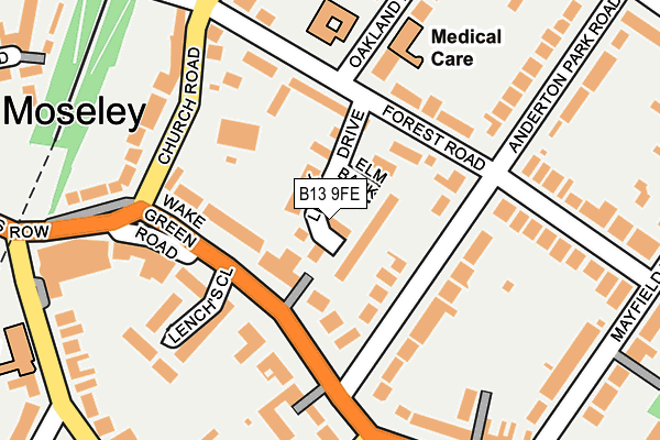B13 9FE map - OS OpenMap – Local (Ordnance Survey)