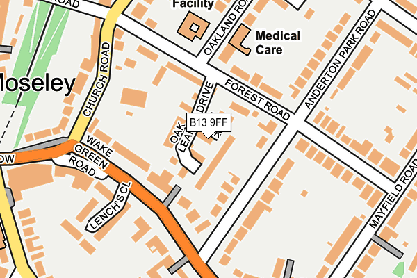 B13 9FF map - OS OpenMap – Local (Ordnance Survey)