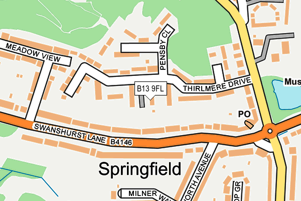B13 9FL map - OS OpenMap – Local (Ordnance Survey)