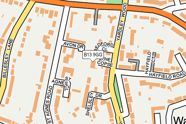 B13 9GG map - OS OpenMap – Local (Ordnance Survey)