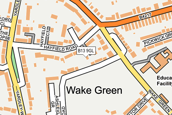 B13 9GL map - OS OpenMap – Local (Ordnance Survey)