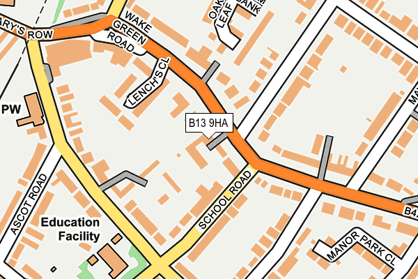 B13 9HA map - OS OpenMap – Local (Ordnance Survey)