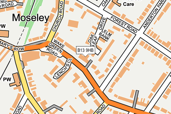 B13 9HB map - OS OpenMap – Local (Ordnance Survey)