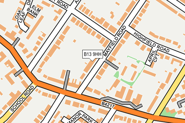 B13 9HH map - OS OpenMap – Local (Ordnance Survey)