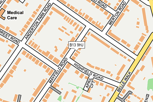 B13 9HJ map - OS OpenMap – Local (Ordnance Survey)