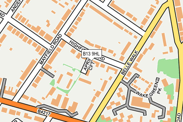 B13 9HL map - OS OpenMap – Local (Ordnance Survey)