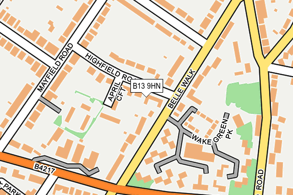 B13 9HN map - OS OpenMap – Local (Ordnance Survey)