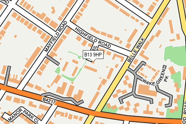 B13 9HP map - OS OpenMap – Local (Ordnance Survey)