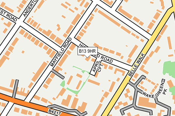 B13 9HR map - OS OpenMap – Local (Ordnance Survey)