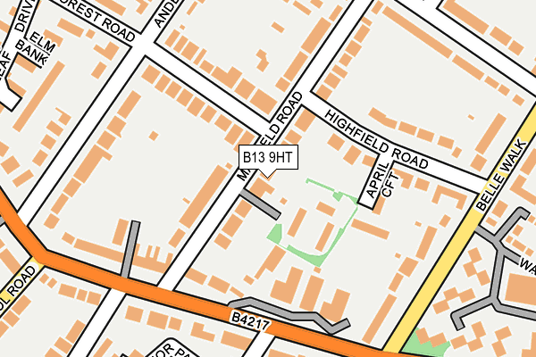 B13 9HT map - OS OpenMap – Local (Ordnance Survey)