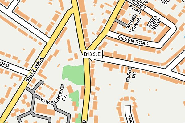 B13 9JE map - OS OpenMap – Local (Ordnance Survey)