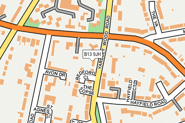 B13 9JH map - OS OpenMap – Local (Ordnance Survey)