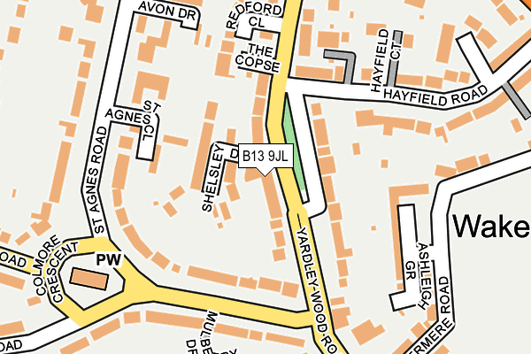 B13 9JL map - OS OpenMap – Local (Ordnance Survey)