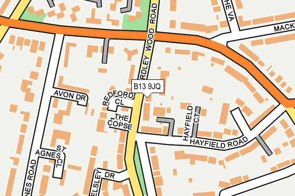 B13 9JQ map - OS OpenMap – Local (Ordnance Survey)