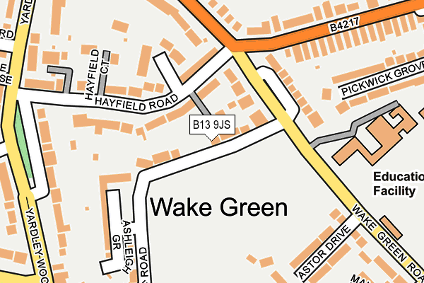 B13 9JS map - OS OpenMap – Local (Ordnance Survey)