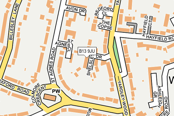 B13 9JU map - OS OpenMap – Local (Ordnance Survey)