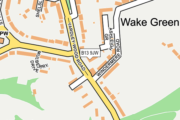 B13 9JW map - OS OpenMap – Local (Ordnance Survey)