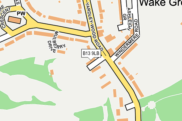 B13 9LB map - OS OpenMap – Local (Ordnance Survey)