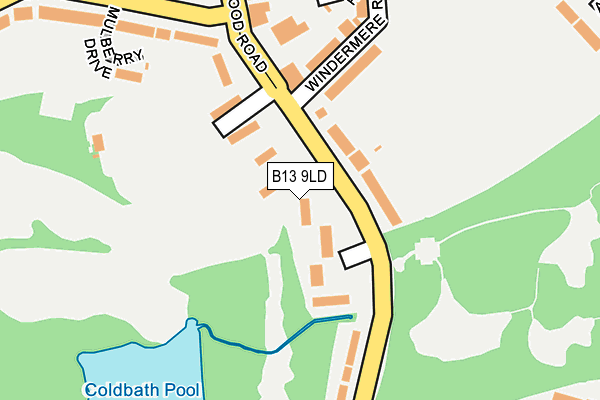 B13 9LD map - OS OpenMap – Local (Ordnance Survey)