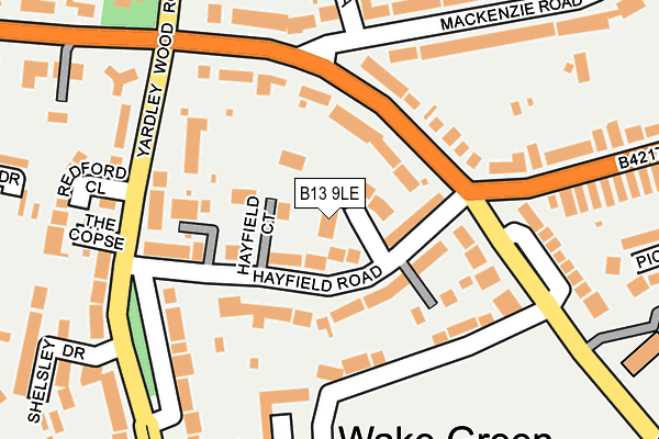 B13 9LE map - OS OpenMap – Local (Ordnance Survey)