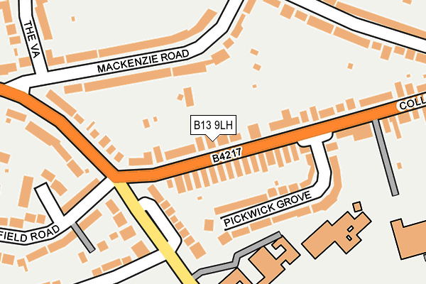 B13 9LH map - OS OpenMap – Local (Ordnance Survey)