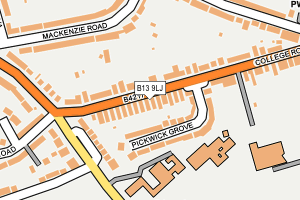 B13 9LJ map - OS OpenMap – Local (Ordnance Survey)