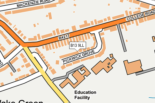 B13 9LL map - OS OpenMap – Local (Ordnance Survey)