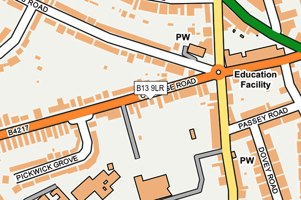 B13 9LR map - OS OpenMap – Local (Ordnance Survey)