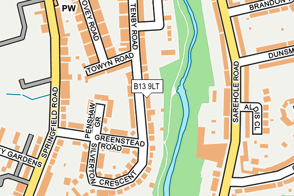 B13 9LT map - OS OpenMap – Local (Ordnance Survey)