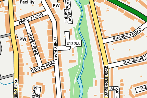 B13 9LU map - OS OpenMap – Local (Ordnance Survey)