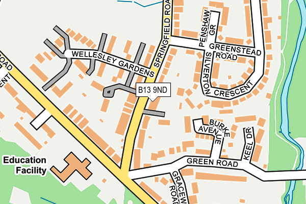 B13 9ND map - OS OpenMap – Local (Ordnance Survey)