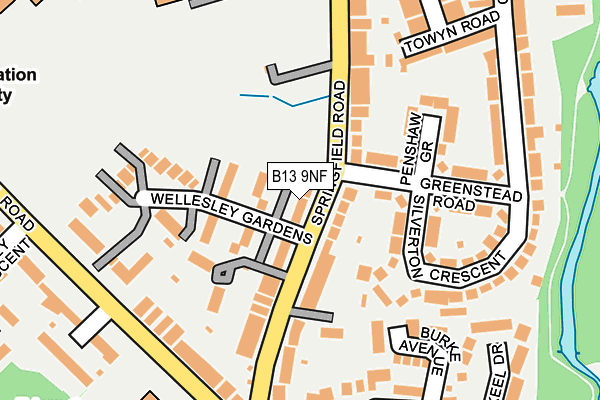 B13 9NF map - OS OpenMap – Local (Ordnance Survey)
