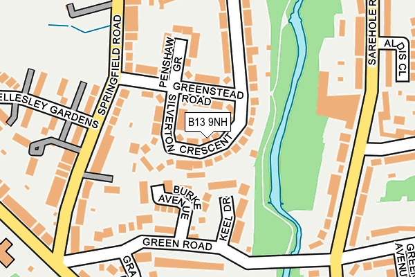 B13 9NH map - OS OpenMap – Local (Ordnance Survey)