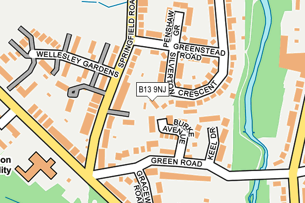 B13 9NJ map - OS OpenMap – Local (Ordnance Survey)