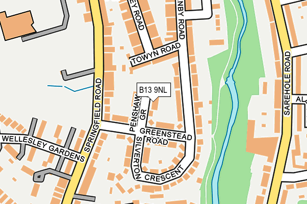 B13 9NL map - OS OpenMap – Local (Ordnance Survey)