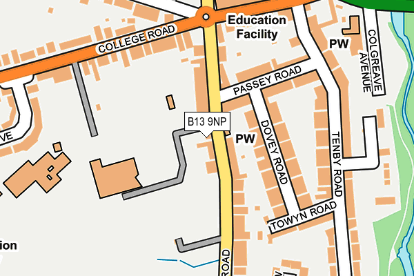 B13 9NP map - OS OpenMap – Local (Ordnance Survey)