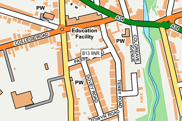 B13 9NR map - OS OpenMap – Local (Ordnance Survey)