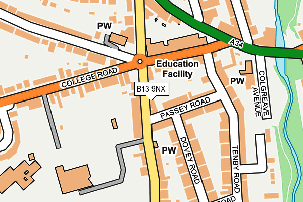 B13 9NX map - OS OpenMap – Local (Ordnance Survey)