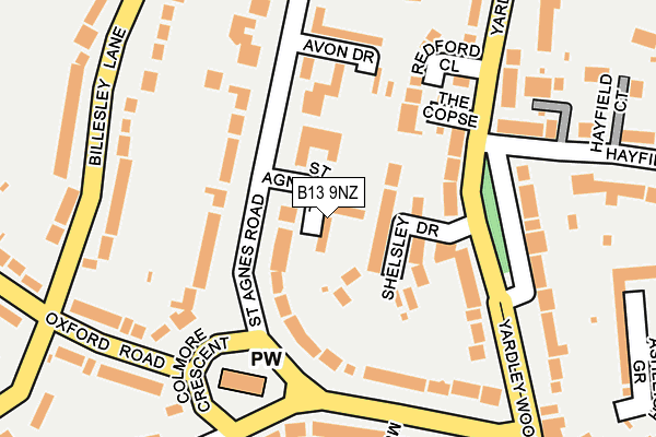 B13 9NZ map - OS OpenMap – Local (Ordnance Survey)