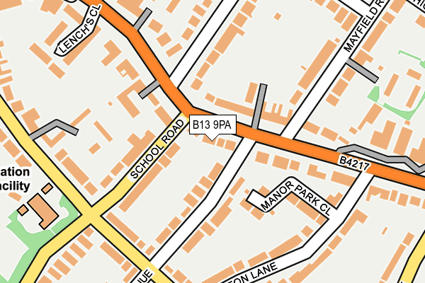 B13 9PA map - OS OpenMap – Local (Ordnance Survey)