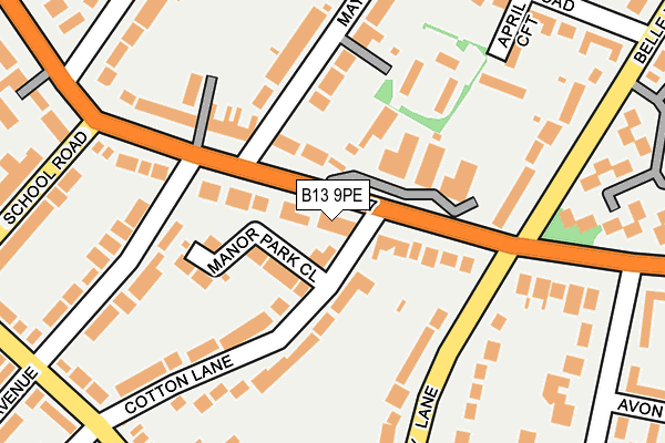 B13 9PE map - OS OpenMap – Local (Ordnance Survey)