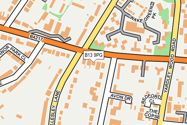 B13 9PG map - OS OpenMap – Local (Ordnance Survey)